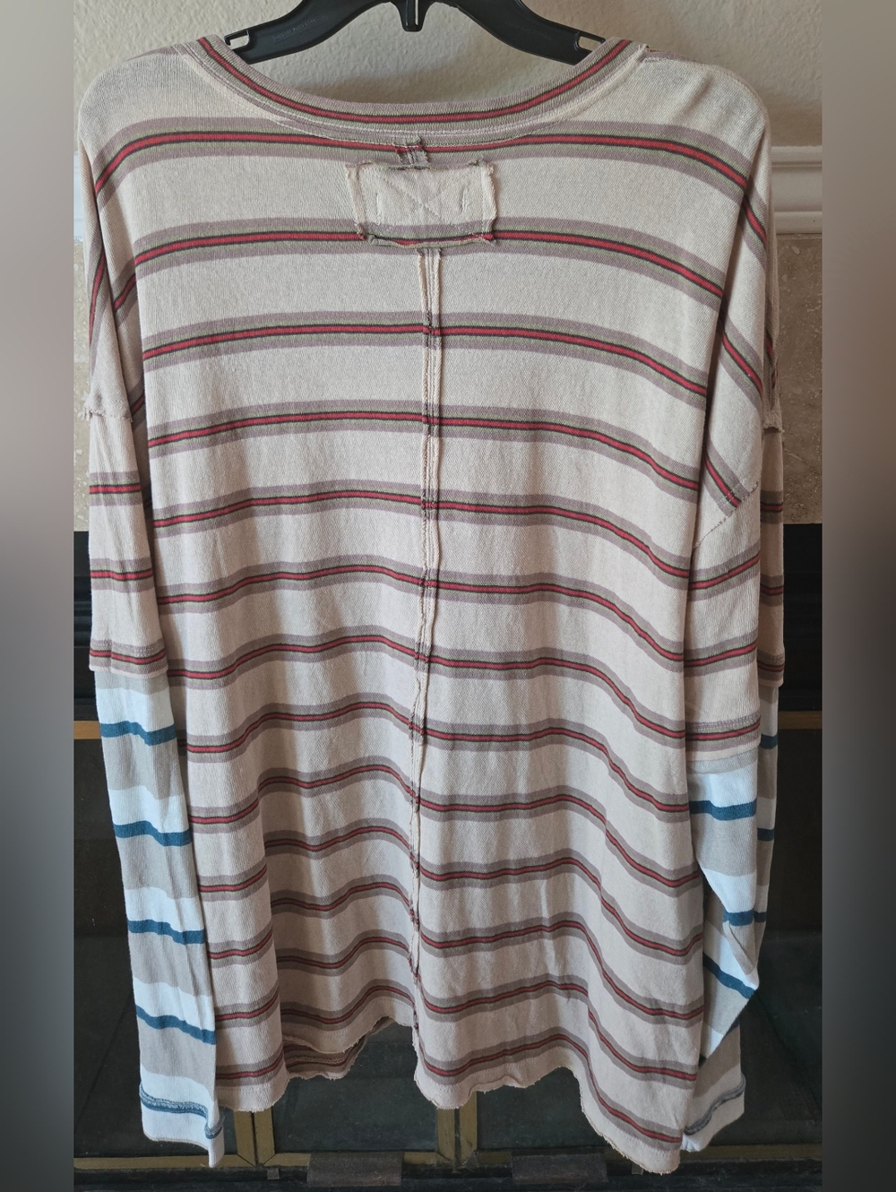 Free People - Nina Stripe Layered Long Sleeve Cotton Shirt - Size XL - Picture 7 of 16
